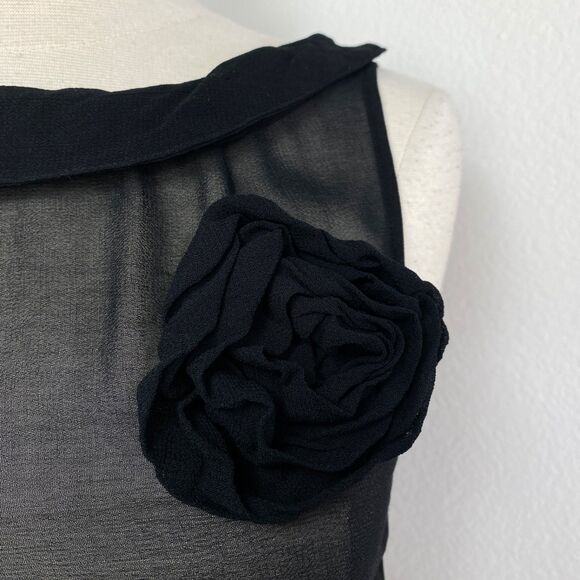 Persaman New York Black Sheer Rayon Shift Dress Small Sleeveless Cocktail Party - Picture 5 of 11